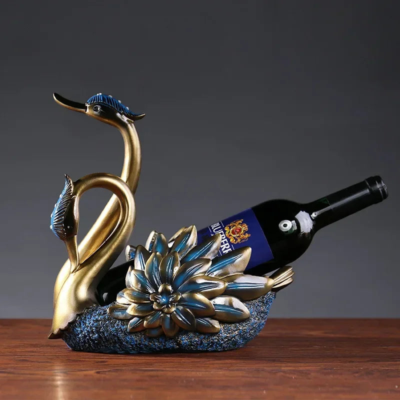 Suporte para Garrafa de Vinho Cisne Estilo Rústico